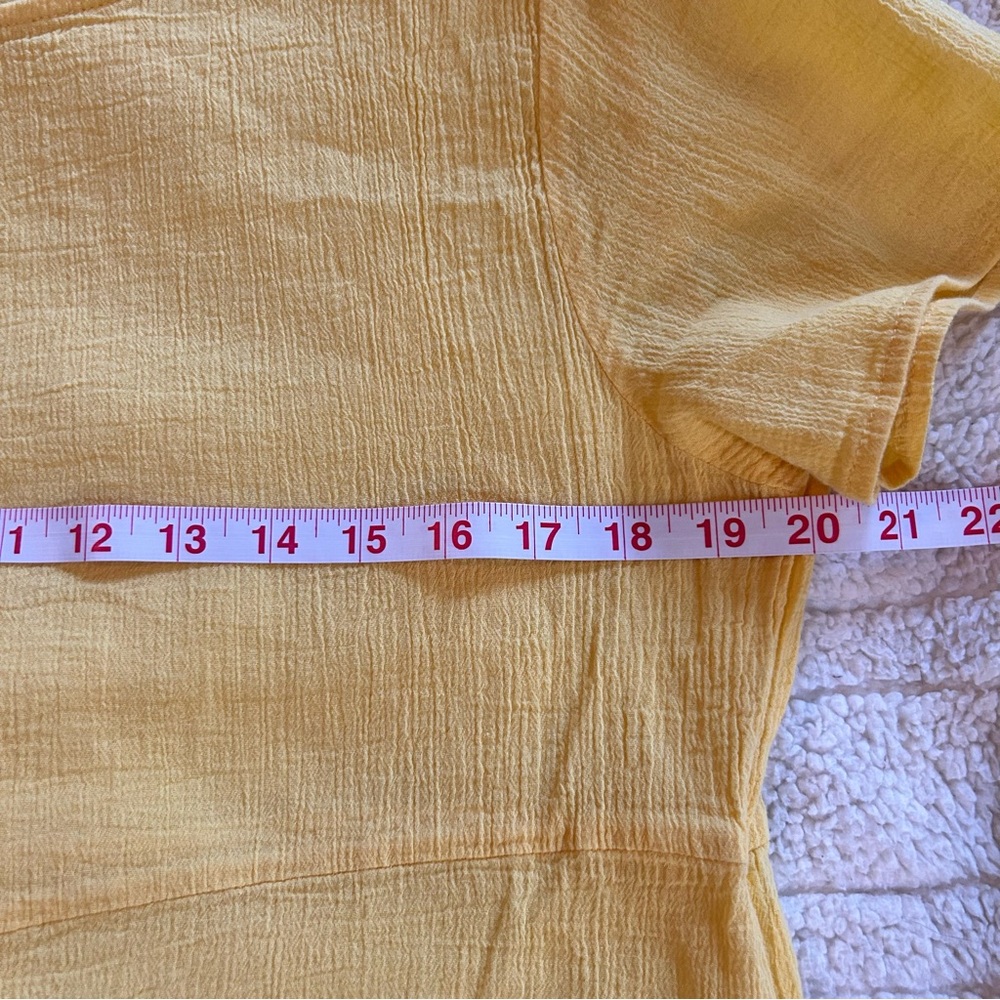 Zanzea Collection Women's XL Butter Yellow Short Sleeve Dress w/ Pockets Cotton - Picture 7 of 8